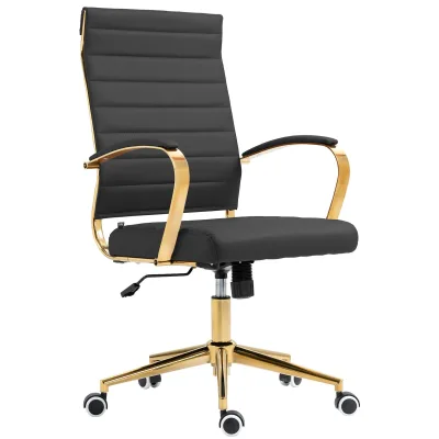 CLP Ergonomischer Bürostuhl Havanna Kunstleder I Höhenverstellbarer Schreibtischstuhl Mit Metall-Gestell In Gold-Optik I 360 Grad Drehbar