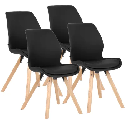 CLP Esszimmerstuhl 4er Set gepolstert Luna, moderner Polsterstuhl mit Rückenlehne, stabil bis 136 kg, Küchenstuhl für Esszimmer und Wohnzimmer