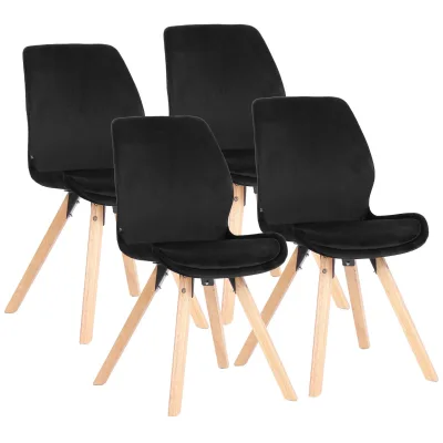 CLP Esszimmerstuhl 4er Set gepolstert Luna, moderner Polsterstuhl mit Rückenlehne, stabil bis 136 kg, Küchenstuhl für Esszimmer und Wohnzimmer