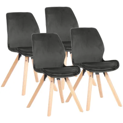 CLP Esszimmerstuhl 4er Set gepolstert Luna, moderner Polsterstuhl mit Rückenlehne, stabil bis 136 kg, Küchenstuhl für Esszimmer und Wohnzimmer