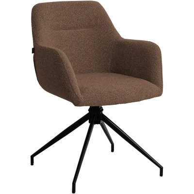 CLP Esszimmerstuhl drehbar Merlinda mit Teddystoff, Sessel gepolstert 360° schwenkbar, Polsterstuhl mit Armlehnen und Rückenlehne