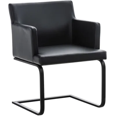 CLP Esszimmerstuhl mit Armlehne Zavor, Freischwinger gepolstert, Lederoptik mit Metallgestell, belastbar bis 150 kg, Polsterstuhl