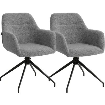 CLP Esszimmerstühle 2er Set drehbar Merlinda mit Teddystoff, 360° schwenkbare Sessel gepolstert, Polsterstühle mit Armlehnen und Rückenlehnen