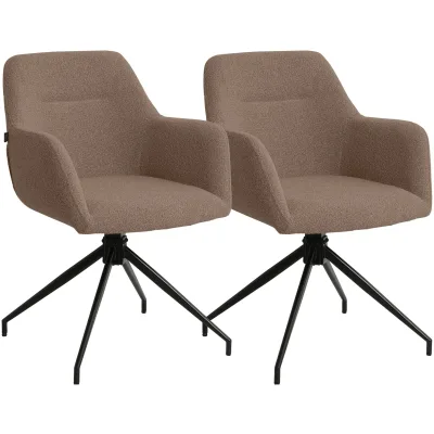 CLP Esszimmerstühle 2er Set drehbar Merlinda mit Teddystoff, 360° schwenkbare Sessel gepolstert, Polsterstühle mit Armlehnen und Rückenlehnen