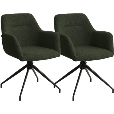 CLP Esszimmerstühle 2er Set drehbar Merlinda mit Teddystoff, 360° schwenkbare Sessel gepolstert, Polsterstühle mit Armlehnen und Rückenlehnen