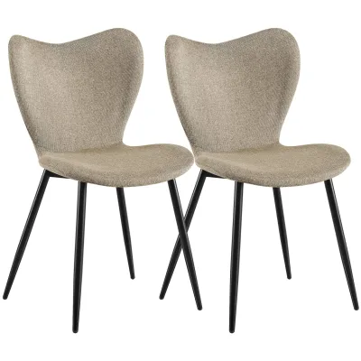 CLP Esszimmerstühle 2er Set gepolstert Maika, Polsterstühle ergonomisch mit Rückenlehnen, Küchenstühle mit Metallgestellen, belastbar bis 150 kg