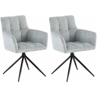 CLP Esszimmerstühle 2er Set, Sessel Jonah drehbar mit Armlehnen, moderne Drehstühle mit Stoff für Wohnzimmer, bis 150 kg belastbar