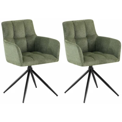 CLP Esszimmerstühle 2er Set, Sessel Jonah drehbar mit Armlehnen, moderne Drehstühle mit Stoff für Wohnzimmer, bis 150 kg belastbar