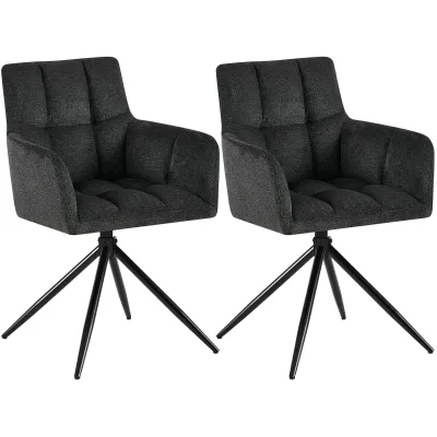 CLP Esszimmerstühle 2er Set, Sessel Jonah drehbar mit Armlehnen, moderne Drehstühle mit Stoff für Wohnzimmer, bis 150 kg belastbar