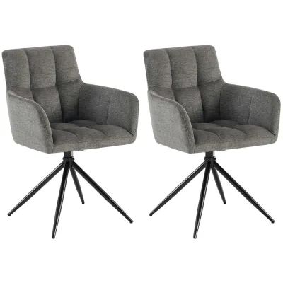 CLP Esszimmerstühle 2er Set, Sessel Jonah drehbar mit Armlehnen, moderne Drehstühle mit Stoff für Wohnzimmer, bis 150 kg belastbar