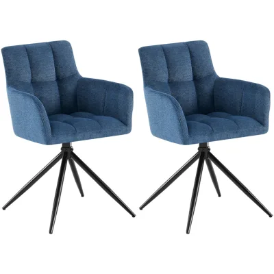CLP Esszimmerstühle 2er Set, Sessel Jonah drehbar mit Armlehnen, moderne Drehstühle mit Stoff für Wohnzimmer, bis 150 kg belastbar