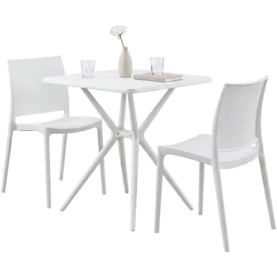 CLP Gartenmöbel Set stapelbar Amino mit 2 Stühlen und Tisch, Balkonmöbel wetterfest aus Kunststoff für Garten, Balkon und Terrasse