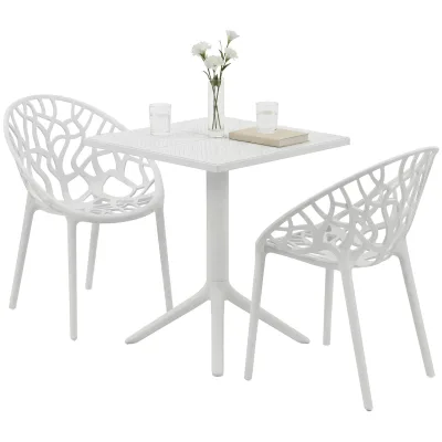 CLP Gartenmöbel-Set wetterfest Neriva, mit 2 Stühlen und quadratischem Tisch, 3-teilige Sitzgruppe für Garten, Terrasse und Balkon