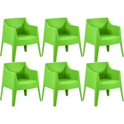 CLP Gartenstuhl 6er Set stapelbar Bartal, Stapelstühle aus Kunststoff wetterfest UV-beständig, Gartensessel bis 150 kg belastbar