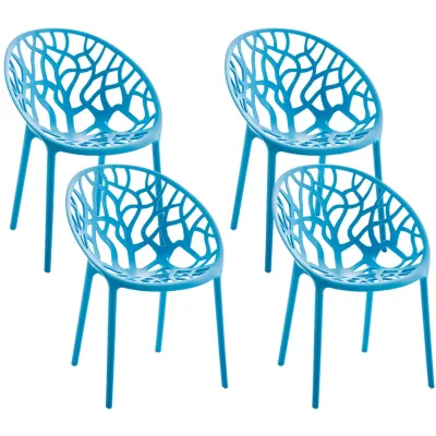 CLP Gartenstühle 4er Set stapelbar wetterfest Hope, Gartensessel mit Lehnen UV-beständig, Outdoorstühle aus Kunststoff bis 150 kg belastbar