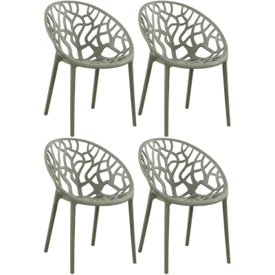 CLP Gartenstühle 4er Set stapelbar wetterfest Hope, Gartensessel mit Lehnen UV-beständig, Outdoorstühle aus Kunststoff bis 150 kg belastbar