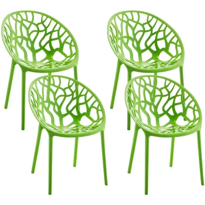 CLP Gartenstühle 4er Set stapelbar wetterfest Hope, Gartensessel mit Lehnen UV-beständig, Outdoorstühle aus Kunststoff bis 150 kg belastbar