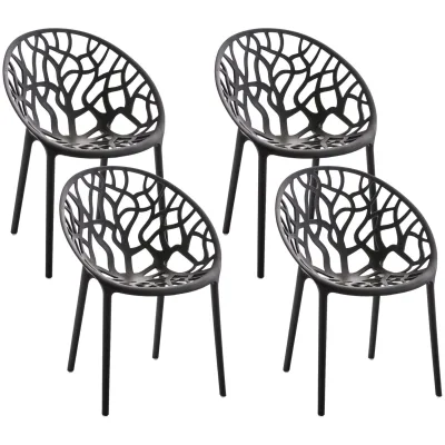 CLP Gartenstühle 4er Set stapelbar wetterfest Hope, Gartensessel mit Lehnen UV-beständig, Outdoorstühle aus Kunststoff bis 150 kg belastbar