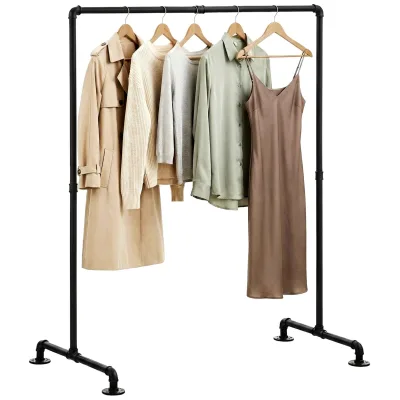 CLP Kleiderständer stabil Jersey, freistehend breitenverstellbar, Kleiderstange aus Metall im Industrial Design, Garderobenständer