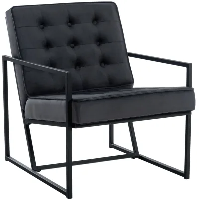 CLP Lounger Avon Samt - Lesesessel Mit Gestepptem Samtbezug Und Stabilem Metallgestell