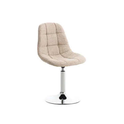 CLP Lounger EMIL mit Stoffbezug, Esszimmerstuhl mit gestepptem Sitz, Drehstuhl mit Trompetenfuß in Chromoptik,