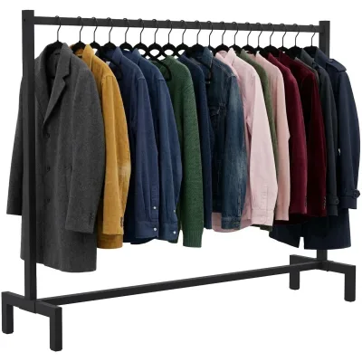 CLP Melva Garderobenständer Metall, Kleiderständer stabil im Industrial Look mit 1 Stange, robust für Flur oder Büro