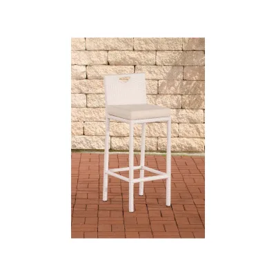 CLP Outdoor-Barhocker Mari Mit Sitzkissen I Polyrattan Tresenstuhl Mit Fußstütze I Thekenhocker Mit 75 Cm Sitzhöhe