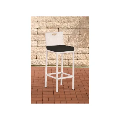 CLP Outdoor-Barhocker Mari Mit Sitzkissen I Polyrattan Tresenstuhl Mit Fußstütze I Thekenhocker Mit 75 Cm Sitzhöhe