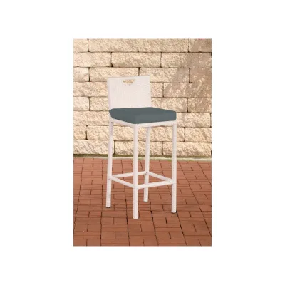 CLP Outdoor-Barhocker Mari Mit Sitzkissen I Polyrattan Tresenstuhl Mit Fußstütze I Thekenhocker Mit 75 Cm Sitzhöhe