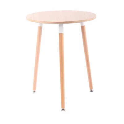 CLP Retro-Design Küchentisch AMALIE mit 3 Holzbeinen I hochwertige Materialen I rund Ø 60 cm I Tischhöhe 75 cm