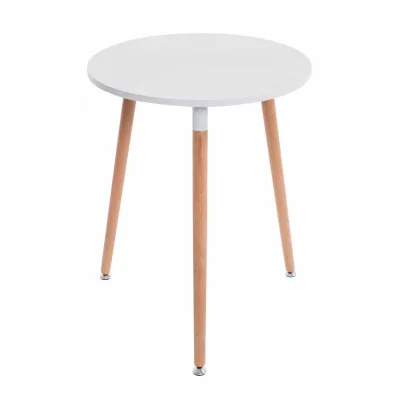 CLP Retro-Design Küchentisch AMALIE mit 3 Holzbeinen I hochwertige Materialen I rund Ø 60 cm I Tischhöhe 75 cm