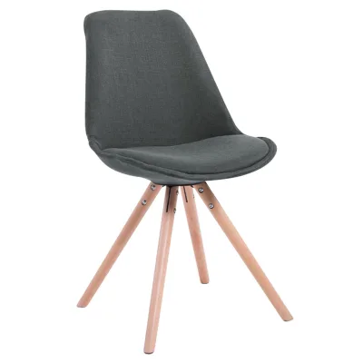 CLP Retro-Stuhl Toulouse Rund Mit Stoffbezug Und Hochwertigem Sitzpolster I Lehnstuhl Mit Stabilem Holzgestell I Sitzhöhe 48 cm