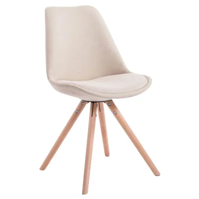 CLP Retro-Stuhl Toulouse Rund Mit Stoffbezug Und Hochwertigem Sitzpolster I Lehnstuhl Mit Stabilem Holzgestell I Sitzhöhe 48 cm