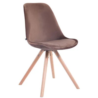 CLP Retrostuhl Toulouse Samt Rund Mit Hochwertigem Sitzpolster I Lehnstuhl Mit Stabilem Holzgestell I Sitzhöhe 48 cm