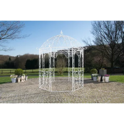 CLP Rosenpavillon aus Eisen Leila, Gartenpavillon im Jugendstil nostalgisch, Rankhilfe pulverbeschichtet für Kletterpflanzen und Rosen