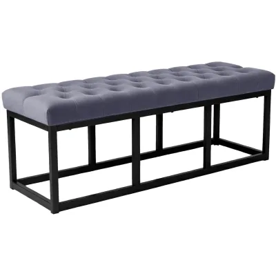 CLP Sitzbank Polson, modern, schwarzes Metallgestell, gestepptes Samt, Bodenschoner, für Wohnzimmer, Flur oder Schlafzimmer