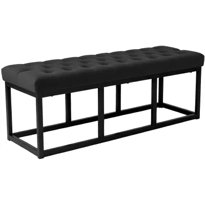 CLP Sitzbank Polson, modern, schwarzes Metallgestell, gestepptes Samt, Bodenschoner, für Wohnzimmer, Flur oder Schlafzimmer