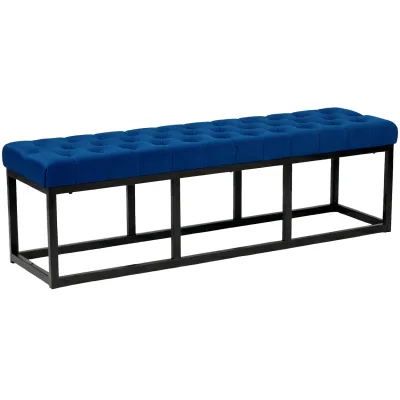 CLP Sitzbank Polson, modern, schwarzes Metallgestell, gestepptes Samt, Bodenschoner, für Wohnzimmer, Flur oder Schlafzimmer