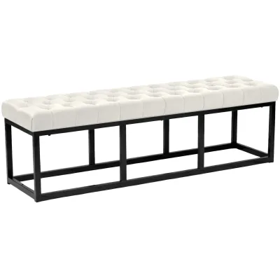 CLP Sitzbank Polson, modern, schwarzes Metallgestell, gestepptes Samt, Bodenschoner, für Wohnzimmer, Flur oder Schlafzimmer