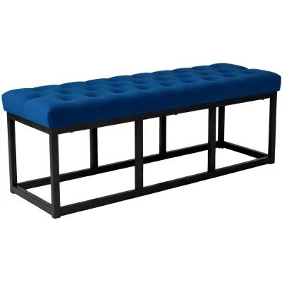 CLP Sitzbank Polson, modern, schwarzes Metallgestell, gestepptes Samt, Bodenschoner, für Wohnzimmer, Flur oder Schlafzimmer