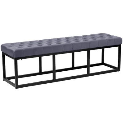 CLP Sitzbank Polson, modern, schwarzes Metallgestell, gestepptes Samt, Bodenschoner, für Wohnzimmer, Flur oder Schlafzimmer