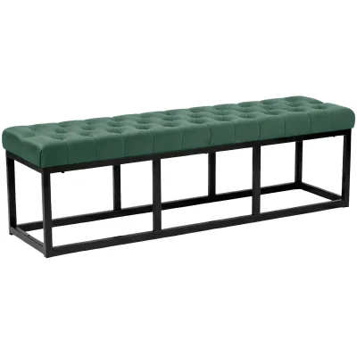CLP Sitzbank Polson, modern, schwarzes Metallgestell, gestepptes Samt, Bodenschoner, für Wohnzimmer, Flur oder Schlafzimmer