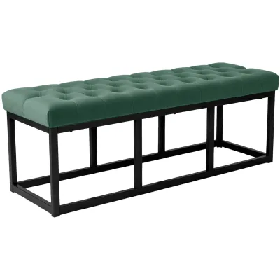 CLP Sitzbank Polson, modern, schwarzes Metallgestell, gestepptes Samt, Bodenschoner, für Wohnzimmer, Flur oder Schlafzimmer