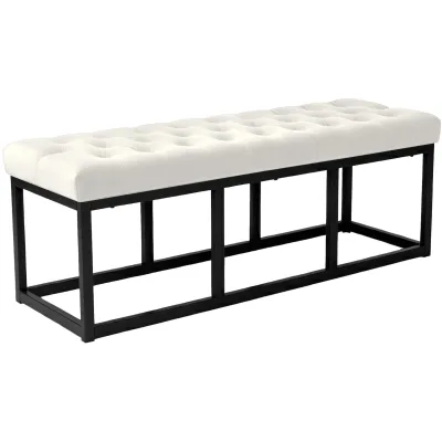 CLP Sitzbank Polson, modern, schwarzes Metallgestell, gestepptes Samt, Bodenschoner, für Wohnzimmer, Flur oder Schlafzimmer