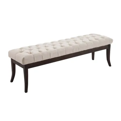 CLP Sitzbank Ramses mit hochwertiger Polsterung und Stoffbezug I Bank mit antik-dunklen Holzbeinen I Holzbank mit einer Sitzhöhe von: 46 cm