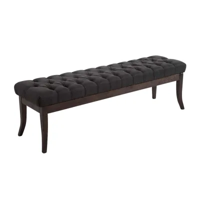 CLP Sitzbank Ramses mit hochwertiger Polsterung und Stoffbezug I Bank mit antik-dunklen Holzbeinen I Holzbank mit einer Sitzhöhe von: 46 cm
