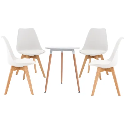 CLP Sitzgruppe Lamalie I Set aus 4x Stuhl Linares und 1x Tisch Amalie I runde Tischplatte Ø 60 cm I Moderne Essgruppe