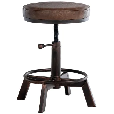 CLP Sitzhocker Destin mit Kunstlederbezug I Hocker im Industrial Design I gepolstert und höhenverstellbar