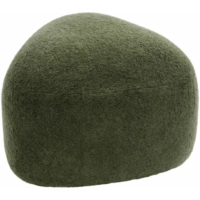 CLP Sitzhocker oval Alfrisa, Polsterhocker mit Teddystoff, Fußhocker gepolstert für Wohnzimmer und Schlafzimmer, Holzgestell stabil