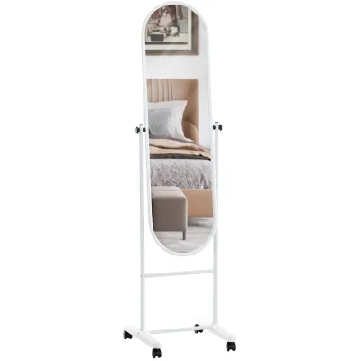 CLP Standspiegel Nane Oval I Stehspiegel 155x40 cm I Für Wohnzimmer Oder Schlafzimmer I Neigbar, 360° Drehbar I Ganzkörperspiegel Mit Rollen